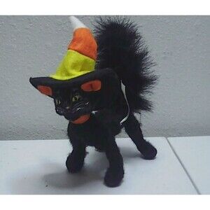 Annalee Doll Halloween 5" Candy Corn Witch Black Cat 2009